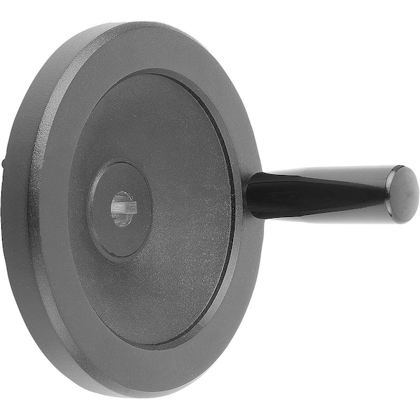 Disc Handwheel D1=250 Reamed W Slot D2=22H7, B3=6, T=24, 8 Aluminum, Blk, Comp:Thermoset, Revol